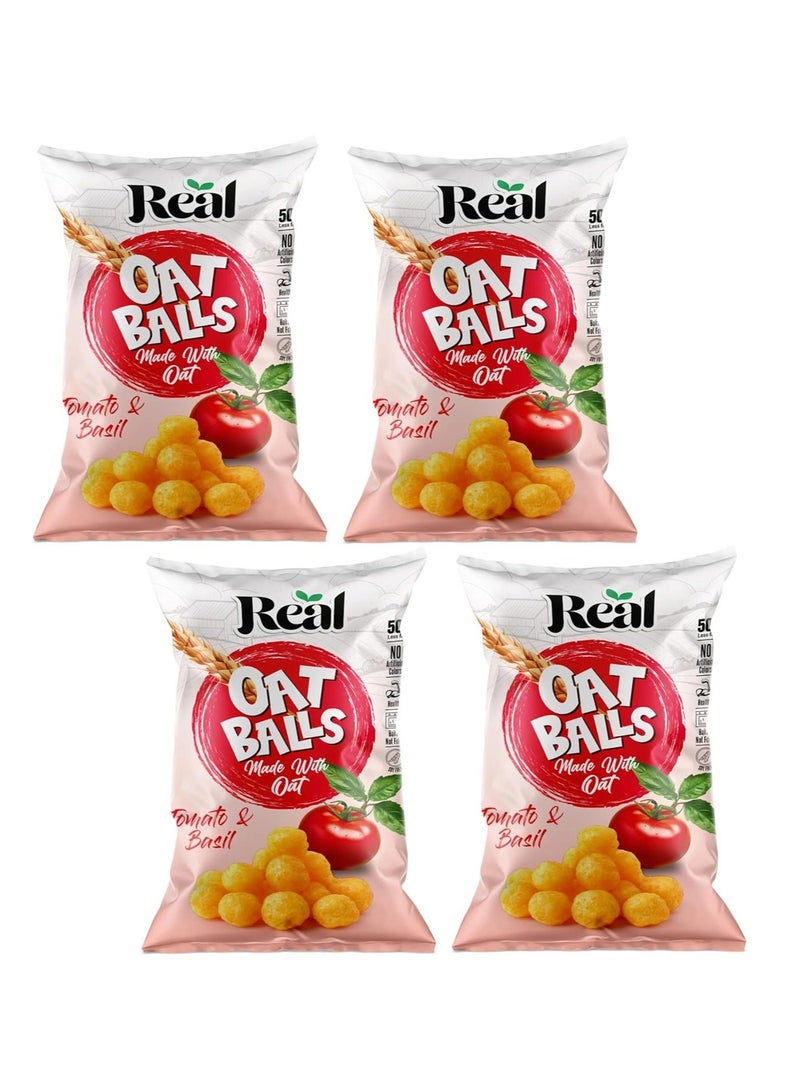 Real Oat Balls, 5g Protein, 50% Less Fat, Baked, Soy Free, No Artificial Colors, 40g (PACK OF 4, TOMATO & BASIL) - Image 1
