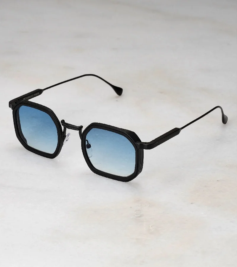 Explicit Poets Explicit Poets Unisex LEX Matt Black & Matt Black - Gradient Blue Stylish Sunglasses, A8EP9