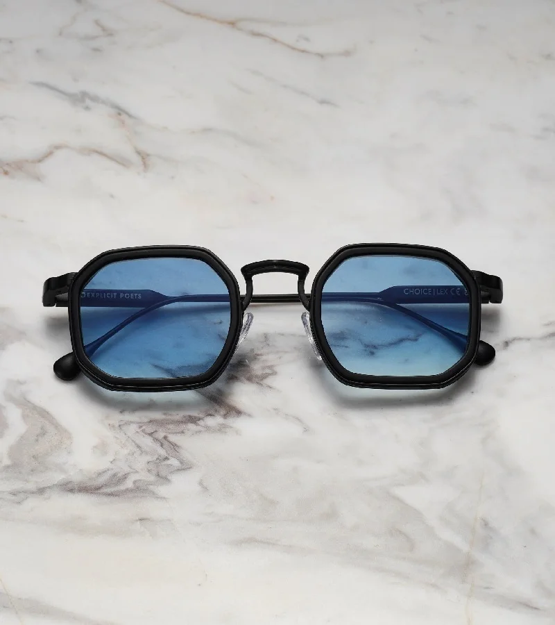 Explicit Poets Explicit Poets Unisex LEX Matt Black & Matt Black - Gradient Blue Stylish Sunglasses, A8EP9