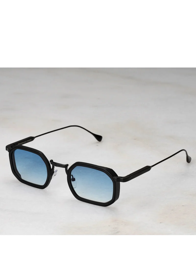 الشعراء الصريحون Explicit Poets Unisex LEX Matt Black & Matt Black - Gradient Blue Stylish Sunglasses, A8EP9