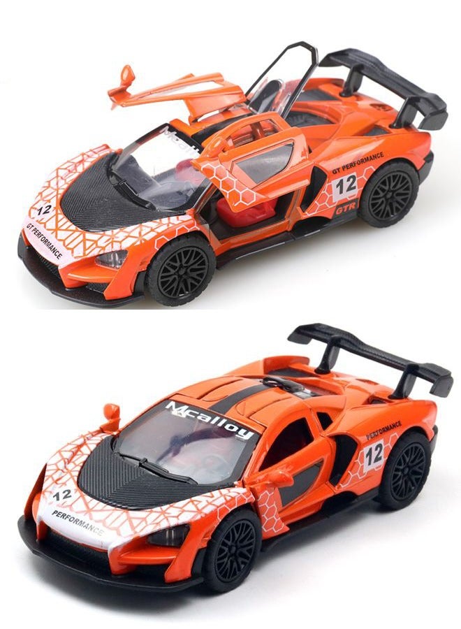 HALAMODO 1:36 Alloy Sports Car Model , Pull-Back Toy Car , Model Car for Kids Boy Girl Gift , Collectible Display ,Orange - Image 1