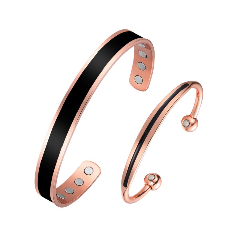 BioMag Copper Bracelet for Men Women 999 Copper Magnetic Bracelet Adjustable Jewelry Box Gift2PCS