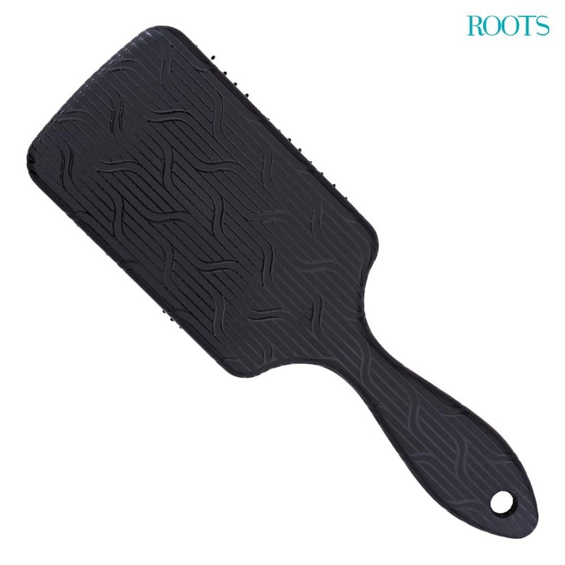 Roots Zero Tangle Black Hair Brush Designed with Medium Size Paddle Damage Free Soft Tip Bristle Everyday Use for All Hair Type Wet and Dry Hair for Men and Women RZTMNR - Image 2