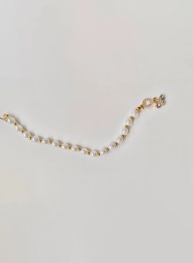 Take Two Faux Pearl Embellished Bracelet with Bee Charm