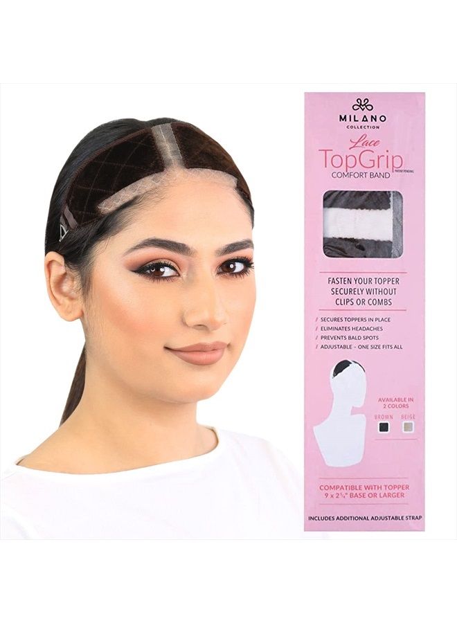 MILANO COLLECTION Lace TopGrip: No-Slip Comfort Band for Securely Wearing Lace Front Wigs, Wig Grips, Wig Caps & Glueless Wig Bands, Size Large, Chocolate Brown - Image 1