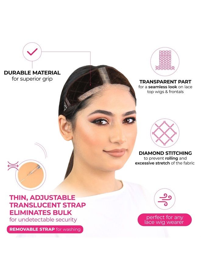 MILANO COLLECTION Lace TopGrip: No-Slip Comfort Band for Securely Wearing Lace Front Wigs, Wig Grips, Wig Caps & Glueless Wig Bands, Size Large, Chocolate Brown - Image 2