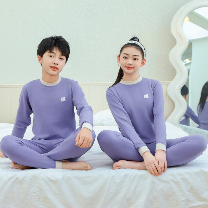 Youth Thermal Underwear Suit Winter Junior High School Students Wool Silk Autumn Clothes Autumn Trousers Boys And Girls Pajamas - Image 1