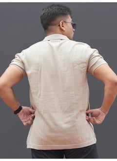 Maniac Mens 3/4th Sleeve Brown Retro Flat Knit Cotton Shirt  - Image 1