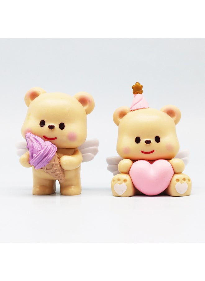 null - Butter Bear Cartoon Net Red Cream Bear Blind Box Cute Dessert Bear Tide Play Hand-made Doll Model Ornaments-color:Cream Bear 6-piece Set - Image 1