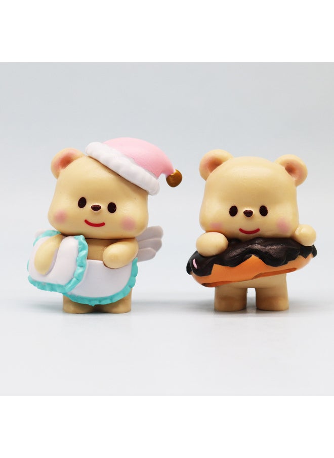 null - Butter Bear Cartoon Net Red Cream Bear Blind Box Cute Dessert Bear Tide Play Hand-made Doll Model Ornaments-color:Cream Bear 6-piece Set - Image 1