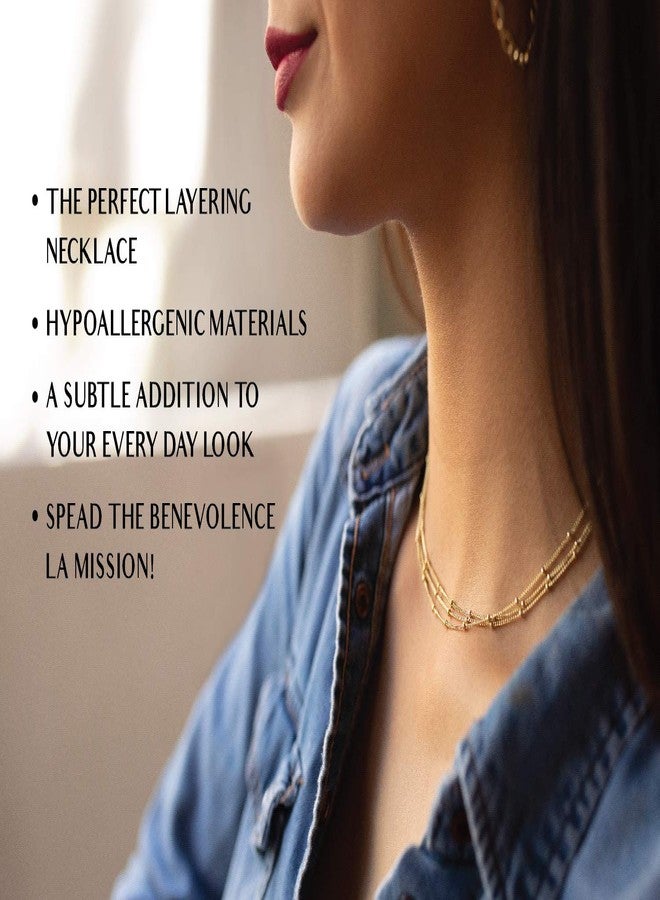 Benevolence LA Gold Choker Necklaces for Women, Fashion Jewelry for Women, Triple Satellite Beaded Chain Choker, Birthday Gifts for Mom, Designed in California - Image 3