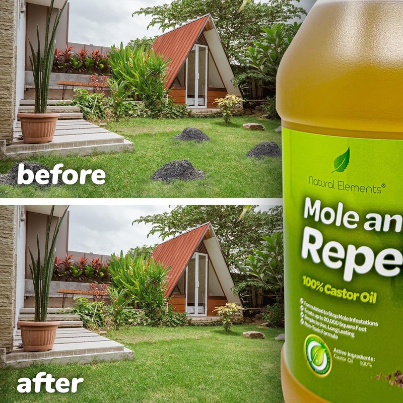 natural elements Mole and Vole Repellent | 100% Castor Oil | Pet Safe and Non Toxic | Food Grade | 128 oz (1 Gallon) - Image 3