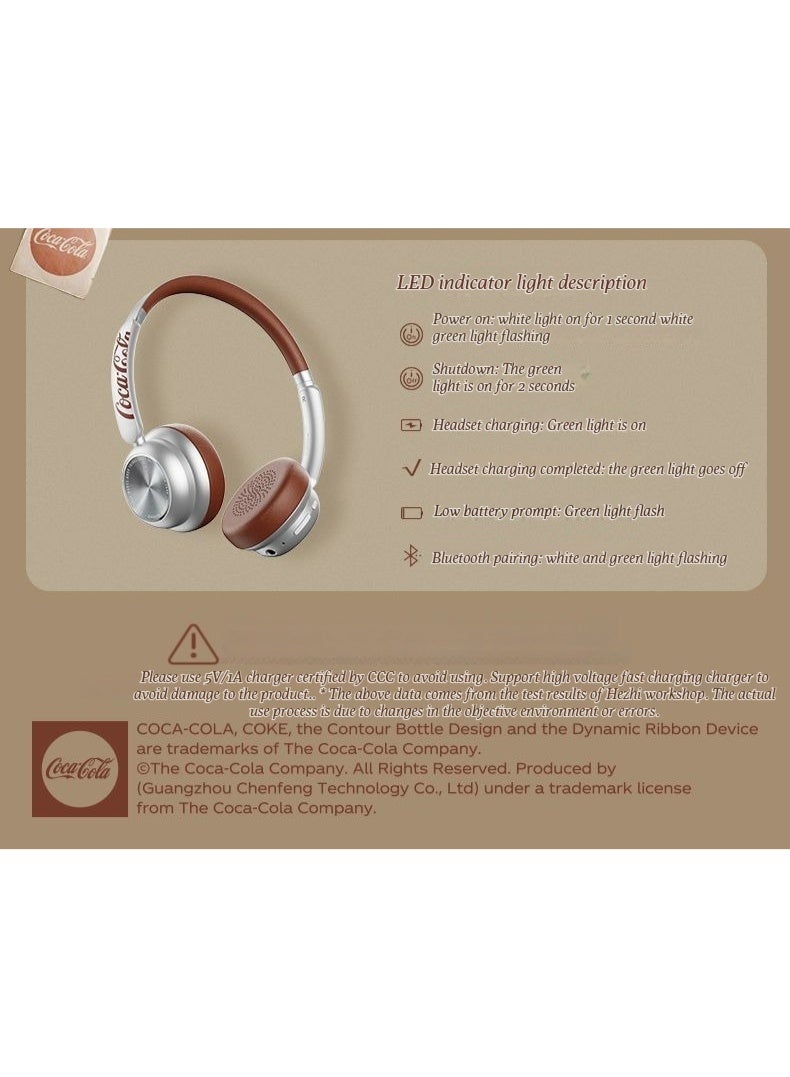 كوكا كولا سماعة رأس كوكا كولا T26 بلوتوث سماعات أذن لاسلكية -الطراز الأمريكي الفاخر، متعددة وأنيقة، مثالية للطلاب - Image 5