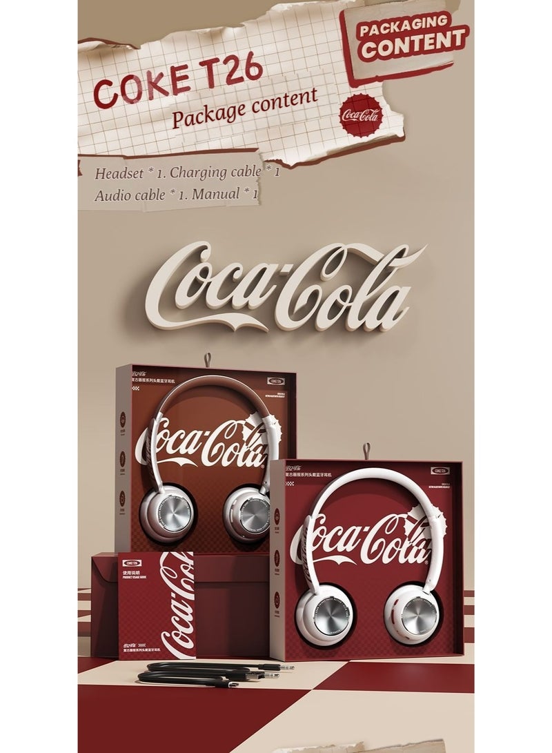 كوكا كولا سماعة رأس كوكا كولا T26 بلوتوث سماعات أذن لاسلكية -الطراز الأمريكي الفاخر، متعددة وأنيقة، مثالية للطلاب - Image 3
