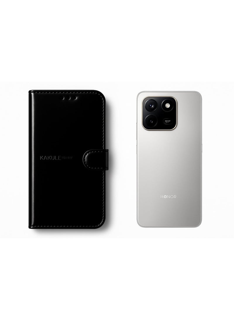 Elegant Leather Front & Back Case for Honor X7d – Full Protection Against Daily Shocks and Scratches – Luxury Black Color - Image 1