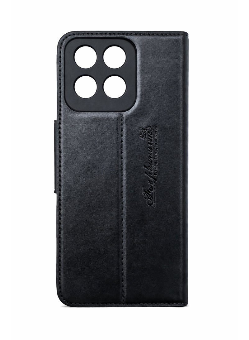 Elegant Leather Front & Back Case for Honor X7d – Full Protection Against Daily Shocks and Scratches – Luxury Black Color - Image 5