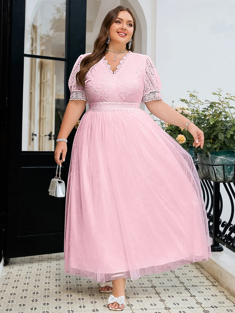 Simplee V Neck Short Sleeve Solid Maxi Dress, Waist Cinched Flowy Skirt, Minimal Gentle Long Dress