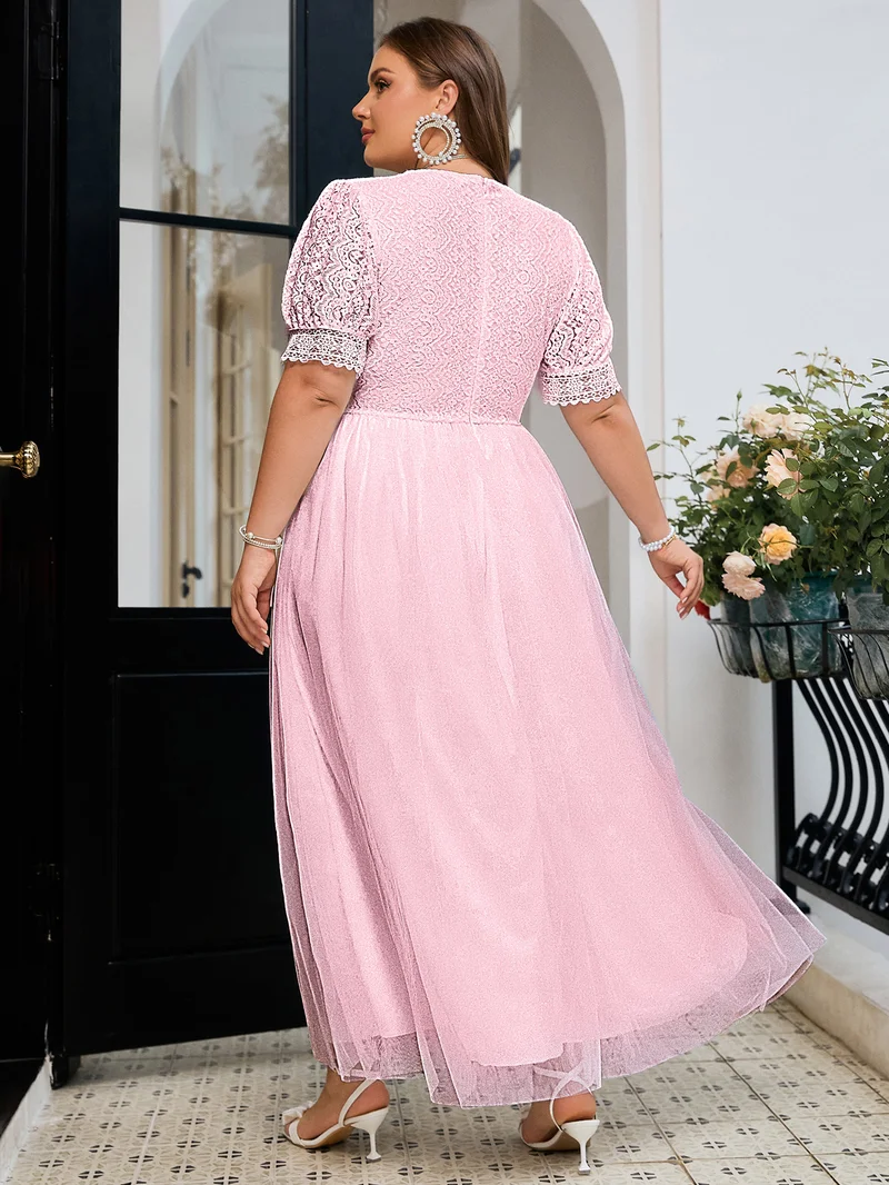 Simplee V Neck Short Sleeve Solid Maxi Dress, Waist Cinched Flowy Skirt, Minimal Gentle Long Dress