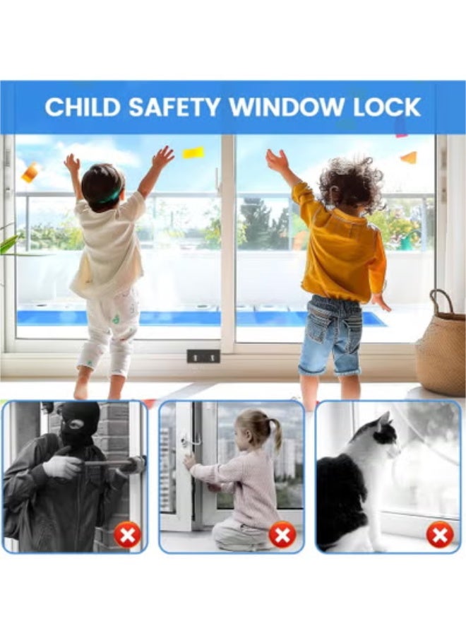 Redline 3Pcs Window Locks,  Adjustable Sliding Window Door Safety Locks with Key, Aluminum Window Locks Security Stoppers Adjustable Security Locks for Vertical Horizontal Slide Door Windows - Image 2