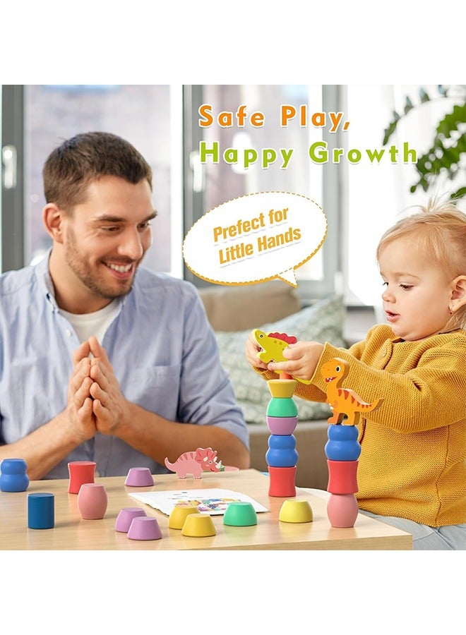 Dinosaur Toys, Montessori Toys, Wooden Dinosaur Blocks Sorting Stacking and Balance Toys, Educational Birthday Gift, Toddler Gift for 1 2 3 4 Year Old Preschool Education Toys - Image 5