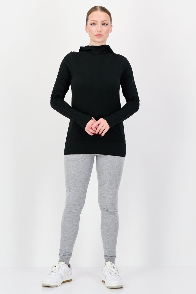 Nike هودي تدريب بأكمام طويلة للنساء، أسود - Image 4