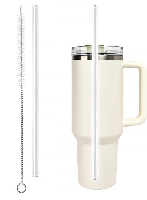 for Stanley Cup Accessories, Compatible with Stanley Cup 40 oz, Reusable Straws, Include 1 Pack 12.2" Replacement Straw, and 1 Pack 13" Straw Cleaning Brush