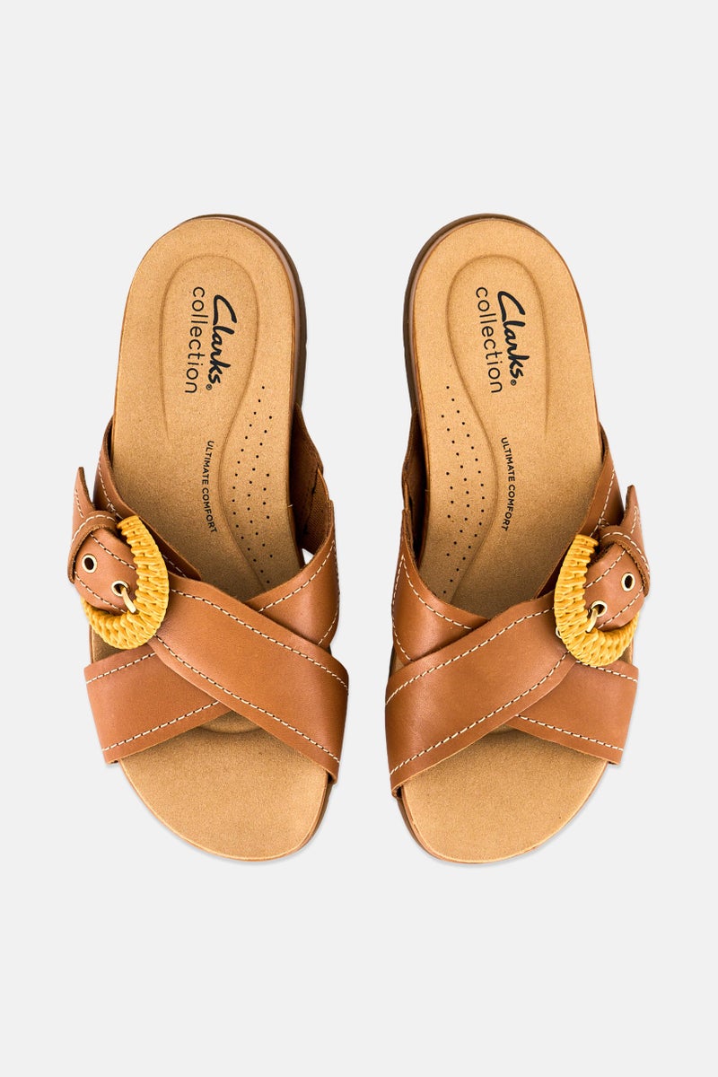 clarks Women Reileigh Bay Slip On Sandals, Brown - Image 2