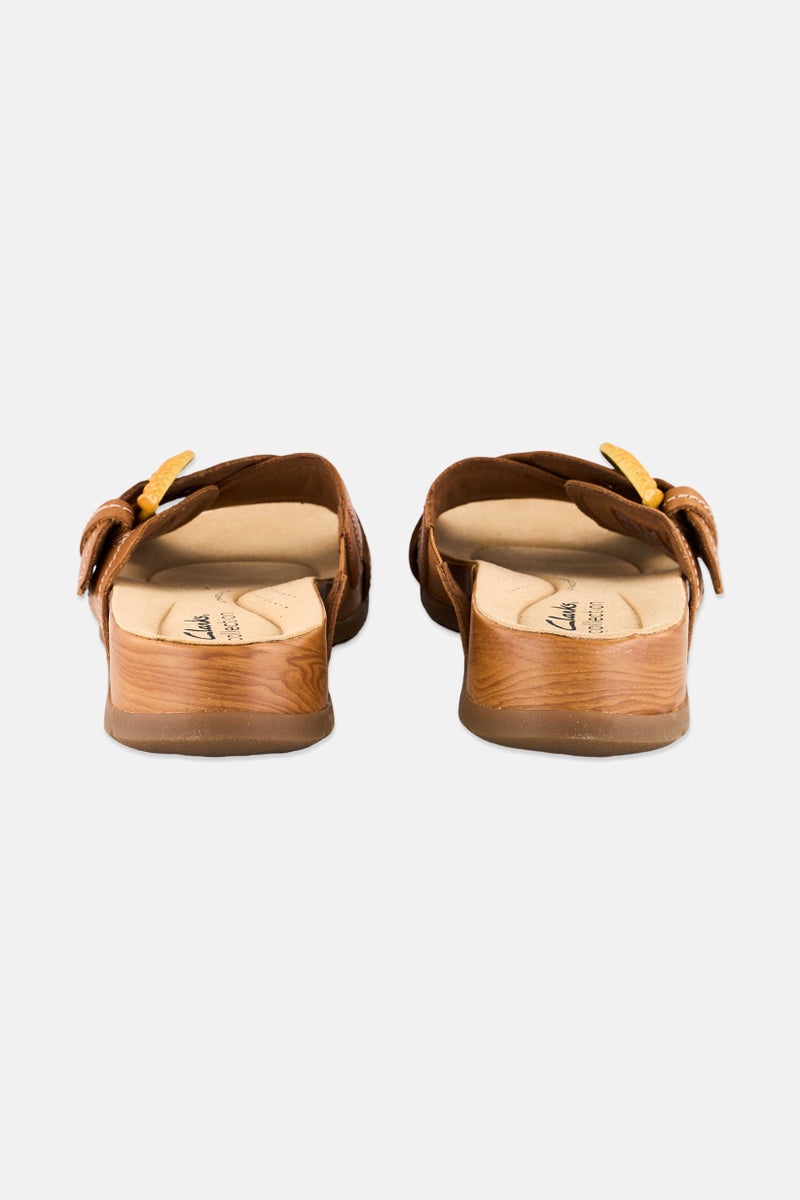 clarks Women Reileigh Bay Slip On Sandals, Brown - Image 3