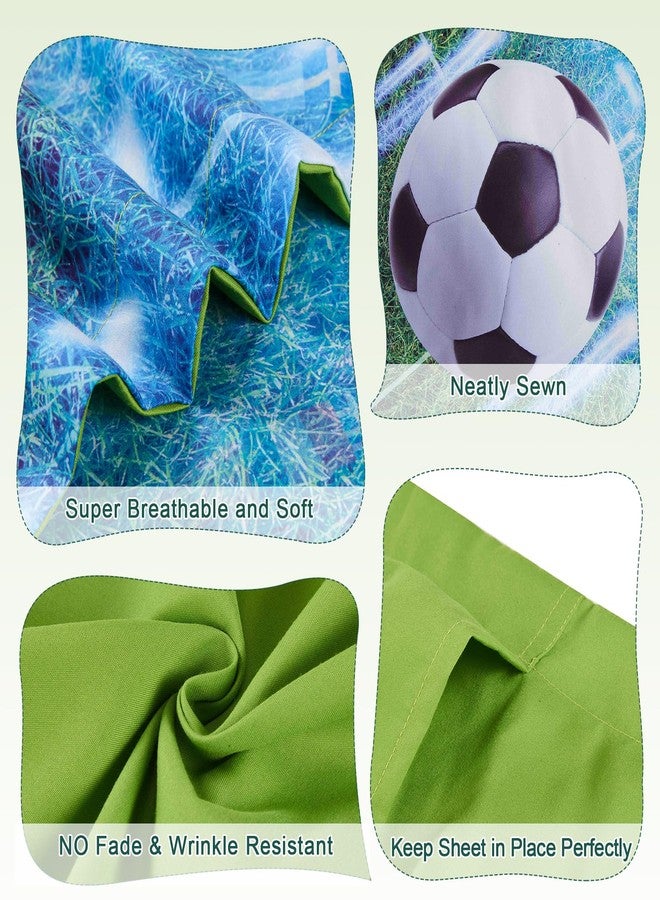 Wowelife Soccer Bedding Set Green Queen 5 Pieces Soccer Comforter Set for Boys and Girls Queen Size Kids Bed in A Bag with Comforter, Sheets and 2 Pillowcases - Image 5