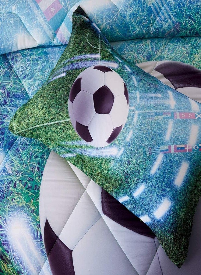 Wowelife Soccer Bedding Set Green Queen 5 Pieces Soccer Comforter Set for Boys and Girls Queen Size Kids Bed in A Bag with Comforter, Sheets and 2 Pillowcases - Image 3