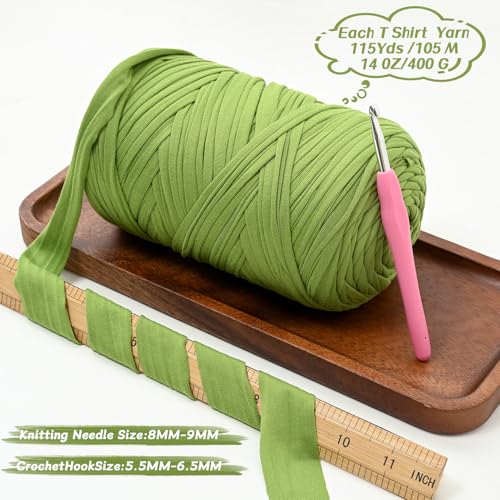 OMoiut Soft Tshirt Crochet Yarn, 400g/114yds High Elastic Hand Knitting Yarns, Thick T Shirt Yarn for Crocheting Bags, Baskets, Cushions, DIY Crafts（Leopard Print） - Image 2