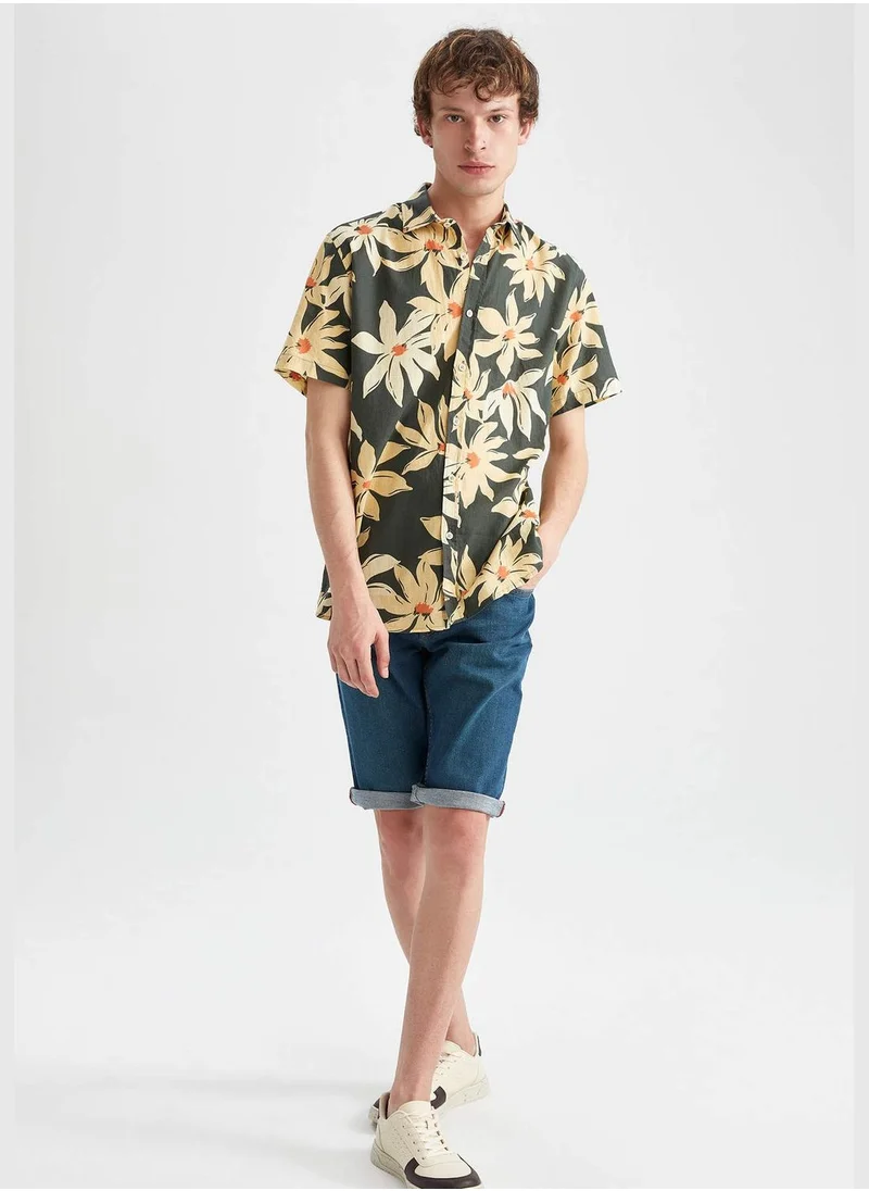 DeFacto Regular Fit Short Sleeve Floral Print Shirt