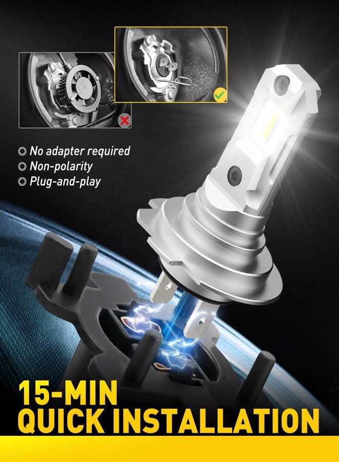 أوكسيتو مصابيح AUXITO H7 LED، أكثر سطوعًا بنسبة 500%، لون أبيض 6500 كلفن، حجم صغير 1:1، لا حاجة لمحول، سهلة التركيب، طقم مصابيح ضباب LED H7ll بدون مروحة - Image 5