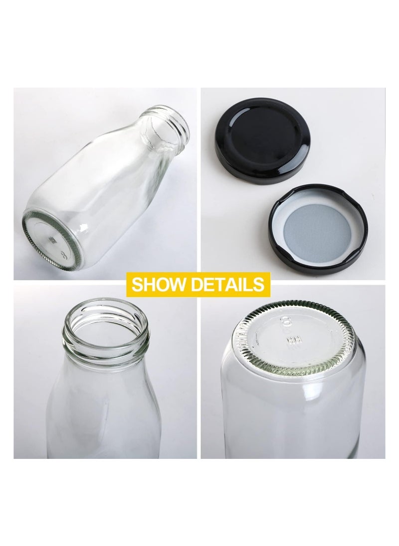 Luxoraq - 200ml Glass Milk Bottles with Lids (Pack of 3), Reusable Glass Drinking Containers for Milk, Juice, Yogurt, Smoothies, Honey, Jam, Sauce, Syrup - Image 1