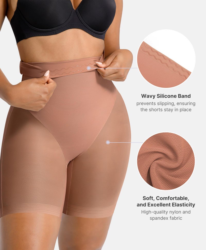 SHAPELLX Shapewear for Women Tummy Control Butt lifting Body Shaper High Waist Shaping Waist Trainer Slimmer Shorts Brown - Image 4