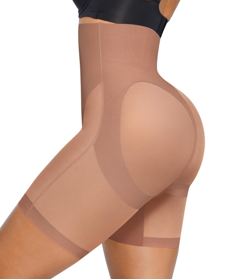 SHAPELLX Shapewear for Women Tummy Control Butt lifting Body Shaper High Waist Shaping Waist Trainer Slimmer Shorts Brown - Image 1