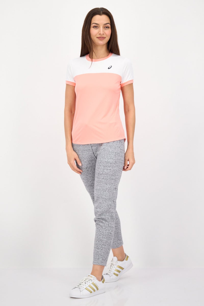 asics تي شيرت جري نسائي بقصة ضيقة بأكمام قصيرة، وردي - Image 3