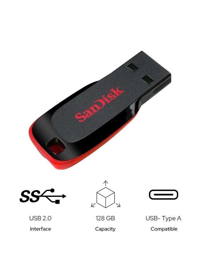 sandisk 128 GB Cruzer Blade USB 2.0 Flash Drive - Read Speed 150 MBps Write Speed 110 MBps Transfer speed of up to 480Mbps SDCZ50-128G-B35