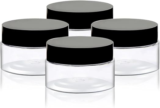 Luckious 4PCS 30G Empty Jars Wide Mouth Travel Storage Cosmetic Cream Jar Clear Round Plastic Bottle Clear Round Plastic Container for Cream Sample Cosmetic Storage With Black Lid - Image 1