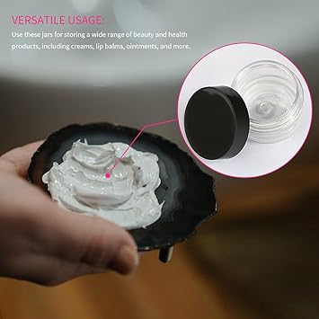 Luckious 4PCS 30G Empty Jars Wide Mouth Travel Storage Cosmetic Cream Jar Clear Round Plastic Bottle Clear Round Plastic Container for Cream Sample Cosmetic Storage With Black Lid - Image 5