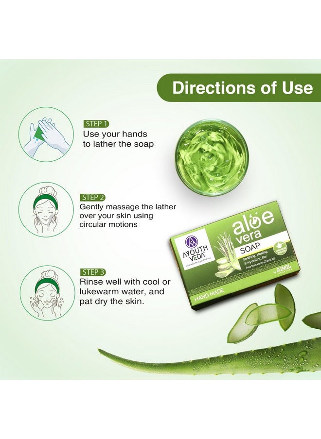 Aloe Vera Bathing Soap | Enriched With Aloe Vera Extract For Glowing Skin | Smoothing, Healing & Hydrating Bar | Handmade Soap Without Harsh Chemicals 125G