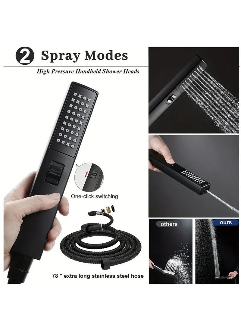 Arabest - Transform Your Shower Experience with a 6 High Pressure RainShower Head and Two-in-One Handheld Set, Plus 78 Extra LongHose, 3-Way Diverter, and Adhesive Shower Head Holder! - Image 1