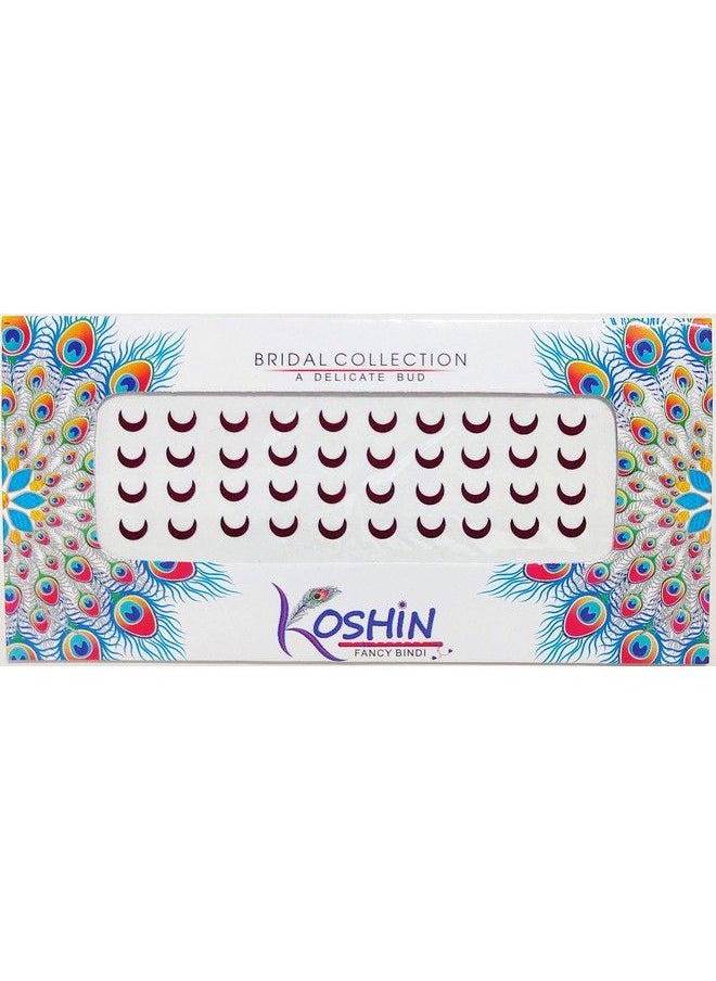 KOSHIN - لون بني محمر على شكل نصف قمر متوسط الحجم (لكل بيندي ارتفاع 6 مم × عرض 7 مم) بيندي للجبهة للبنات والنساء والسيدات عبوة بيندي تشاند بني محمر مكونة من 3 قطع - Image 1
