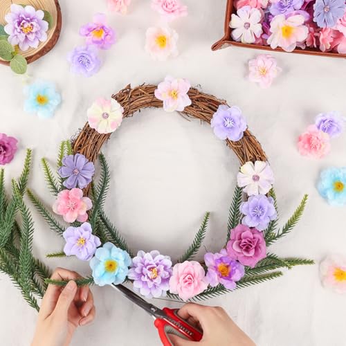 ATTGREAT 210 Pcs Mini Silk Flower Heads Small Fake Rose Daisy Faux Flowers Bulk for Crafts Artificial Loose Fabric Flowers Heads Sunflower Bulk for Wedding Hair Cap Dresses Decorations (Purple) - Image 4