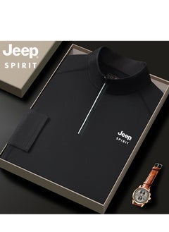 Jeep Men's Casual Long Sleeved T-shirt Sweatshirt Soft And Skin Friendly Zipper Collar Top For Men  - Image 2