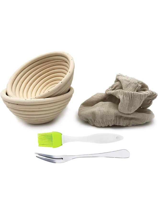 Jranter 2 Pack Of Mini 5 Inch Round Brotform Banneton Proofing Basket Bread Bowl For Baking Dough (Bonus Linen Cover) (5 Inch)  - Image 2