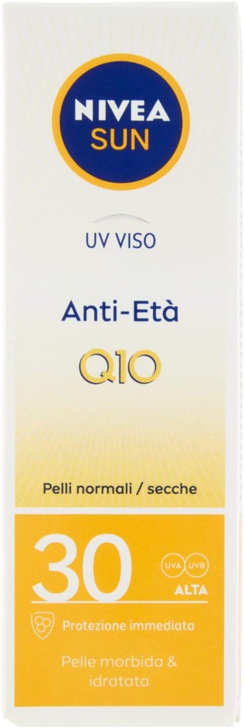 NIVEA SUN UV Face AntiAgeing FP 30 in 50 ml Tube AntiWrinkle Face Cream with Coenzyme Q10 Face Sunscreen 30 for Daily Use with AntiAging and Stain Protection Action