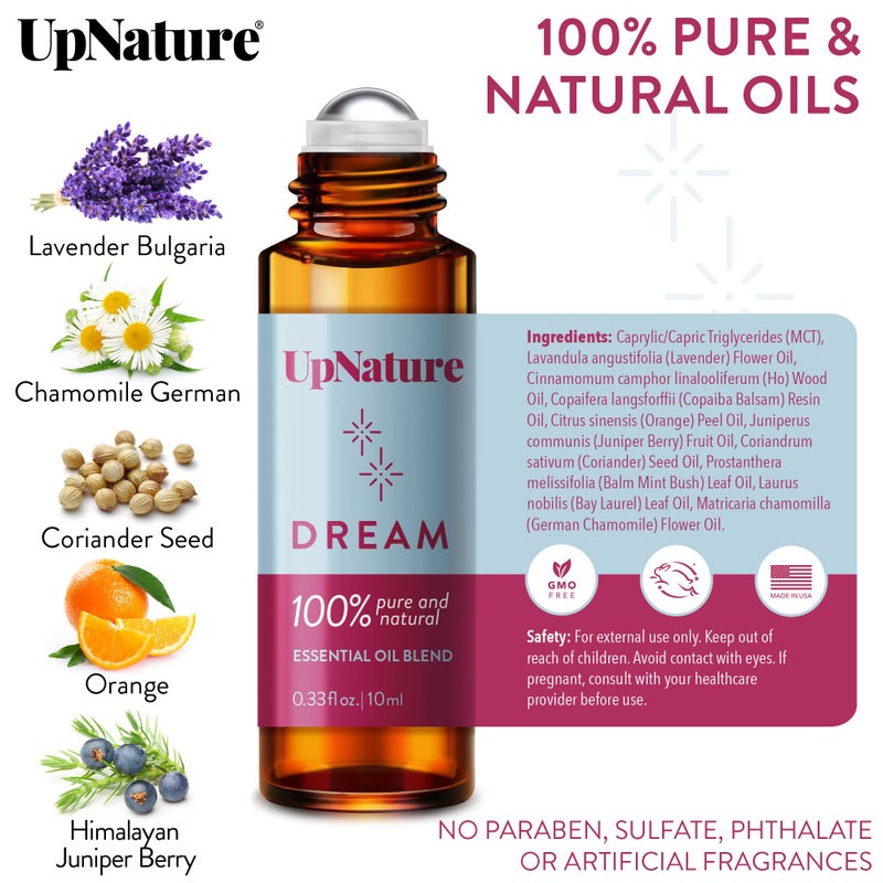 UpNature Dream Sleep Essential Oil Roll On – Natural Sleeping Blend with Lavender, Chamomile Aromatherapy Oils - Image 3