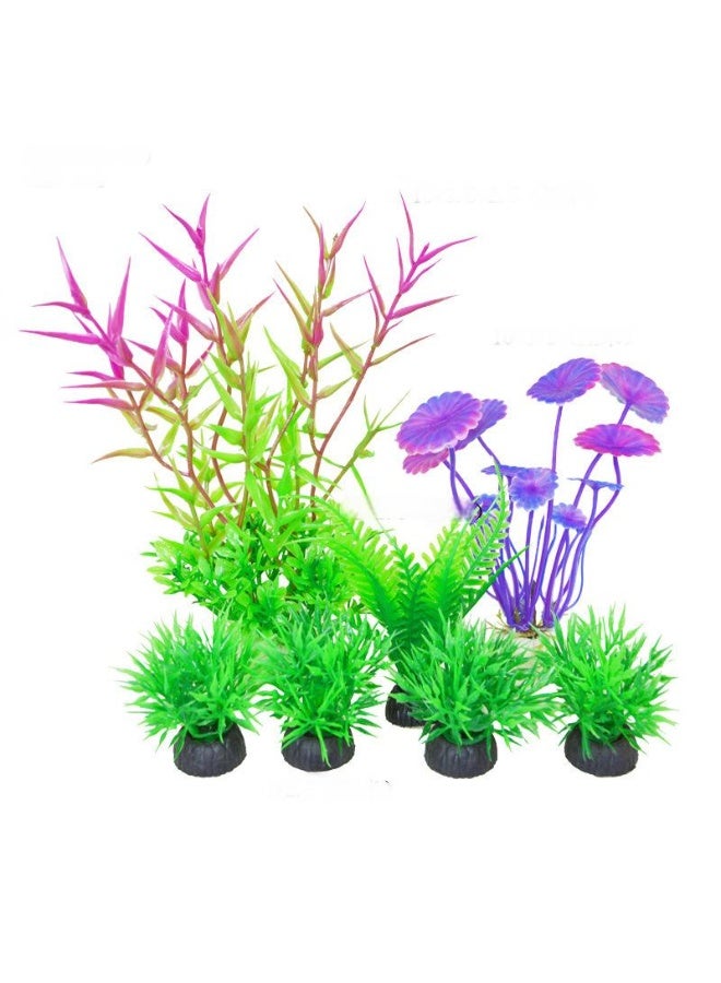 نباتات اصطناعية لديكور حوض السمك، نباتات بلاستيكية اصطناعية لحوض السمك، نباتات محاكاة للمنزل والمكتب، مجموعة ديكورات حوض السمك، 6 قطع