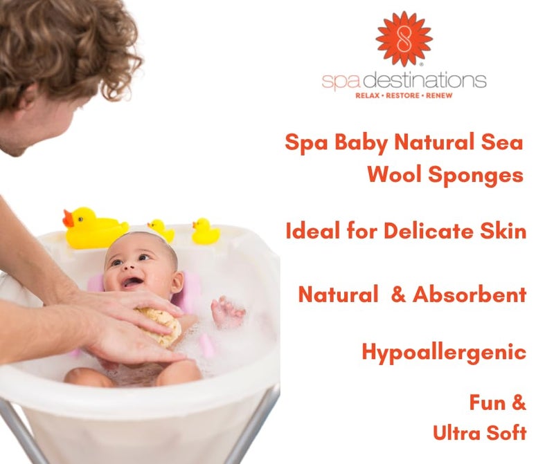 spa destinations Spa Baby Absorbent Natural Bath Sponge Spa Destinations. Ultra Soft Premium Sea Wool Sponge, Biodegradable, Bath Accessories Baby and Kids, Infant Bath. Two (2) Pack 3-4 inch for Moms - Image 2